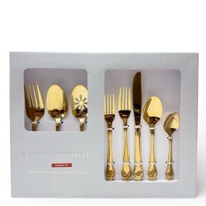 Rachel Ashwell Gold Stainless Steel 45 Piece Flatware Set Classic Handle Pattern